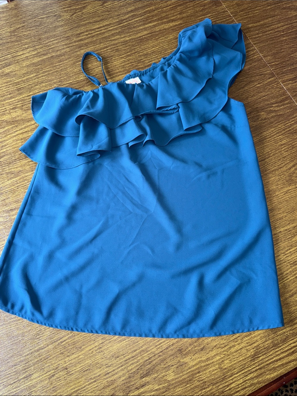 Pixley Teal One-Shoulder Ruffle Camisole